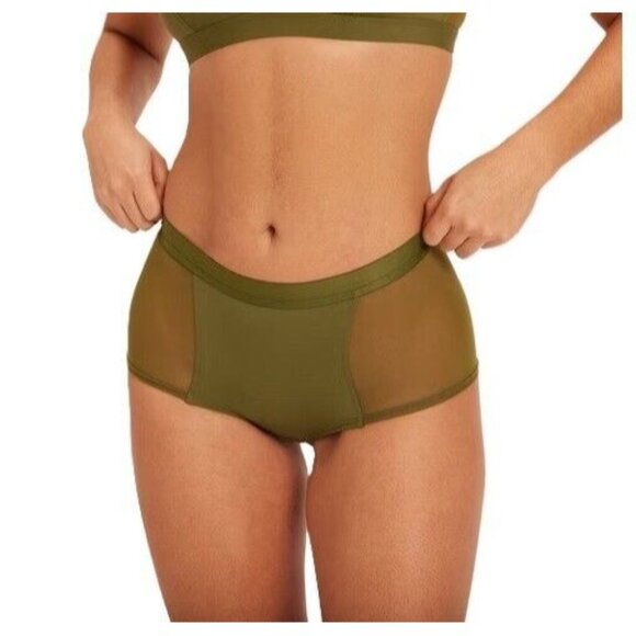 Parade Re:Play Women's Large Olive Green Boy Shorts Underwear w/ Mesh Panels - Picture 1 of 4